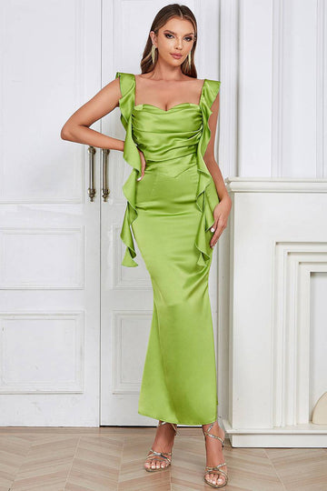 Grønn Sweetheart Neck Bodycon Long Open Back Party Dress